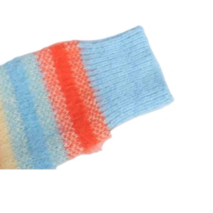 OEM 공장 사용자 정의 봄 가을 캐주얼 여성 모헤어 레인보우 니트 스웨터 코트 여성을위한 카디건 탑