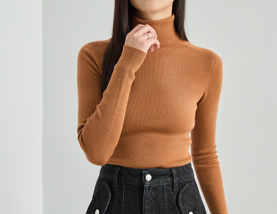 OEM 사용자 정의 새로운 가을 겨울 슬림 100% 모직 터틀넥 니트 스웨터 여성을 위한