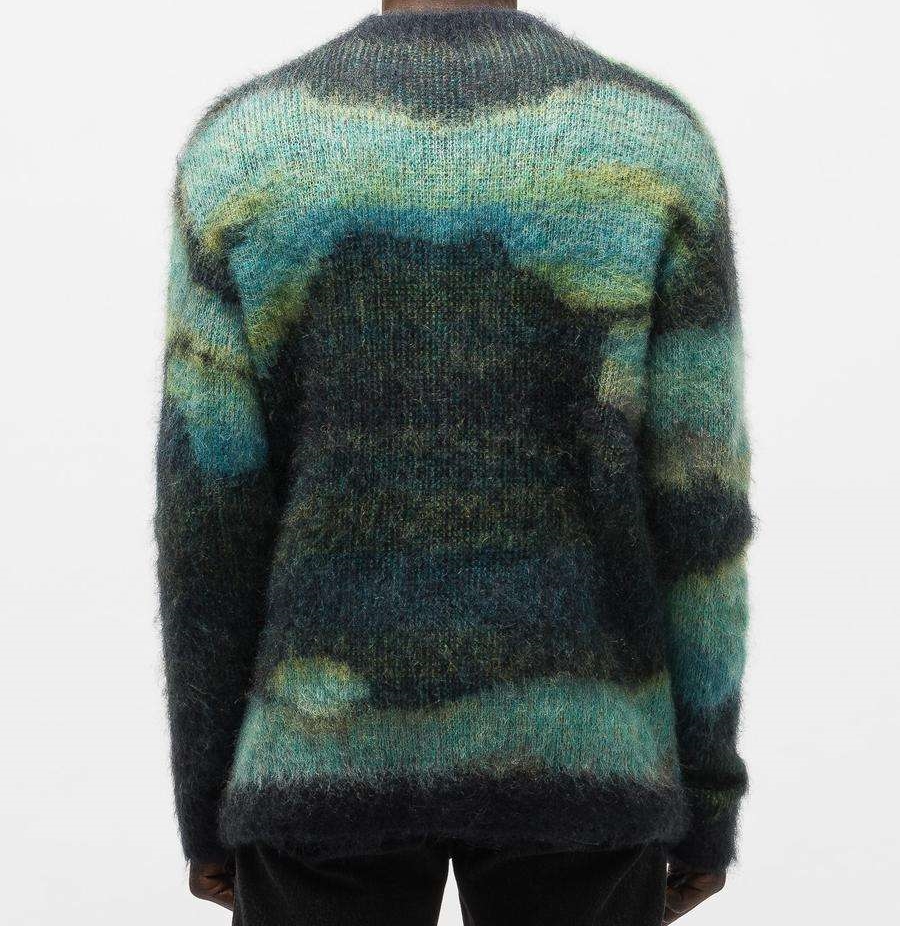 주문 로고 OEM & ODM 모헤어 자카드 직물 풀오버 니트 대원 목 편물 겨울 니트 스웨터 남성용