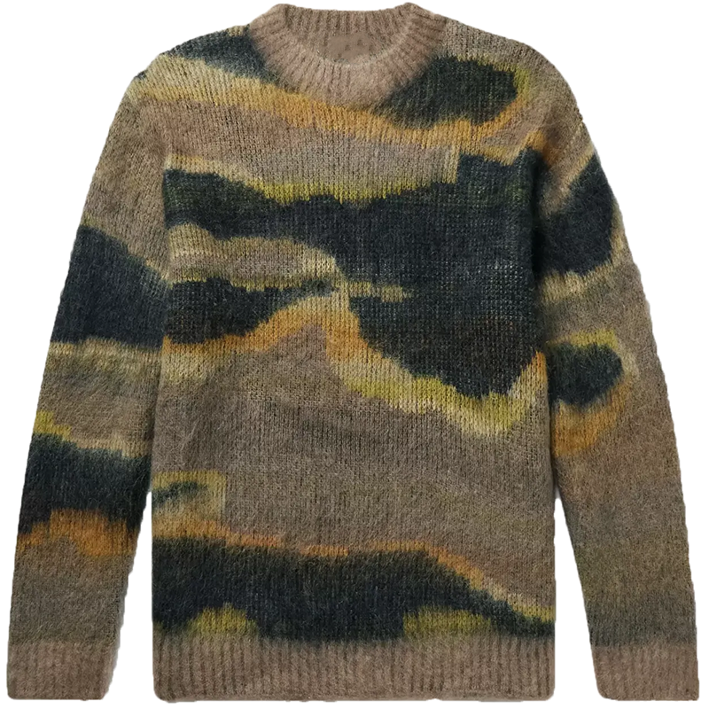 주문 로고 OEM & ODM 모헤어 자카드 직물 풀오버 니트 대원 목 편물 겨울 니트 스웨터 남성용