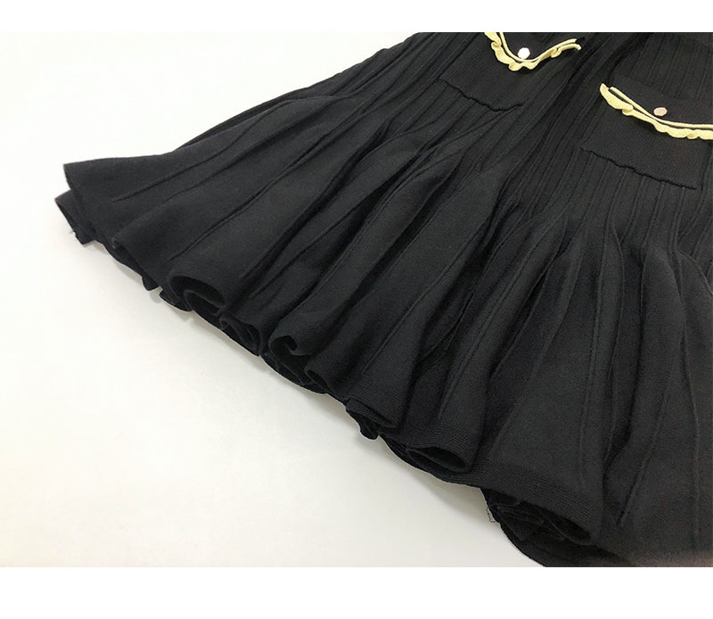 OEM 공장 사용자 정의 봄 여름 짧은 소매 주름 여성 니트 스웨터 드레스