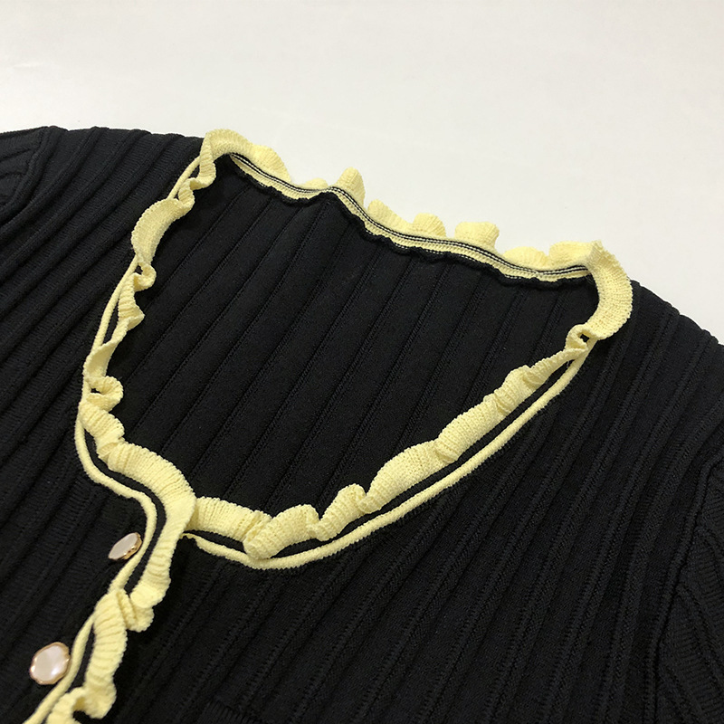 OEM 공장 사용자 정의 봄 여름 짧은 소매 주름 여성 니트 스웨터 드레스