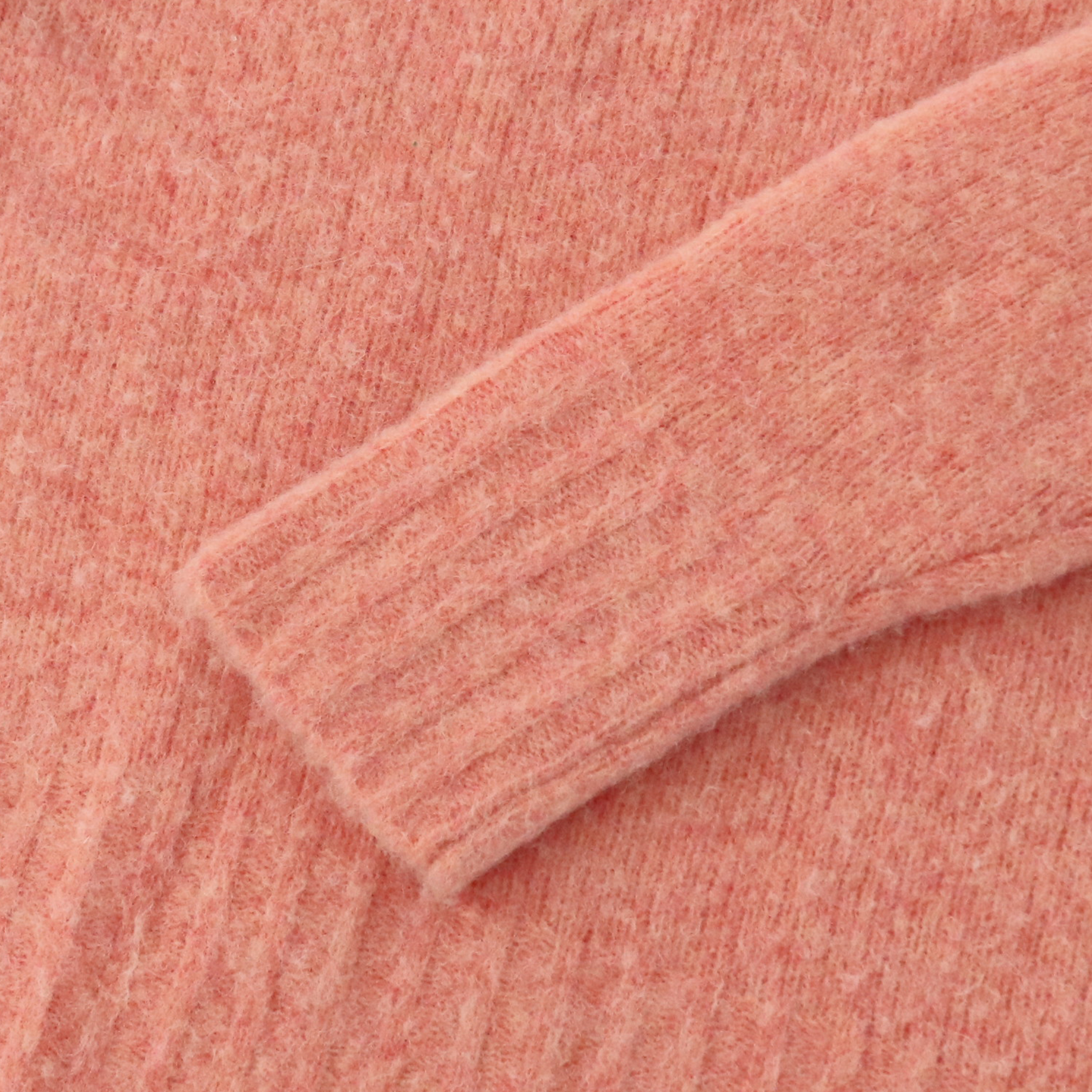 가을 겨울 OEM 공장 주문 분홍색 긴 소매 대원 목 여자 스웨터 니트 스웨터