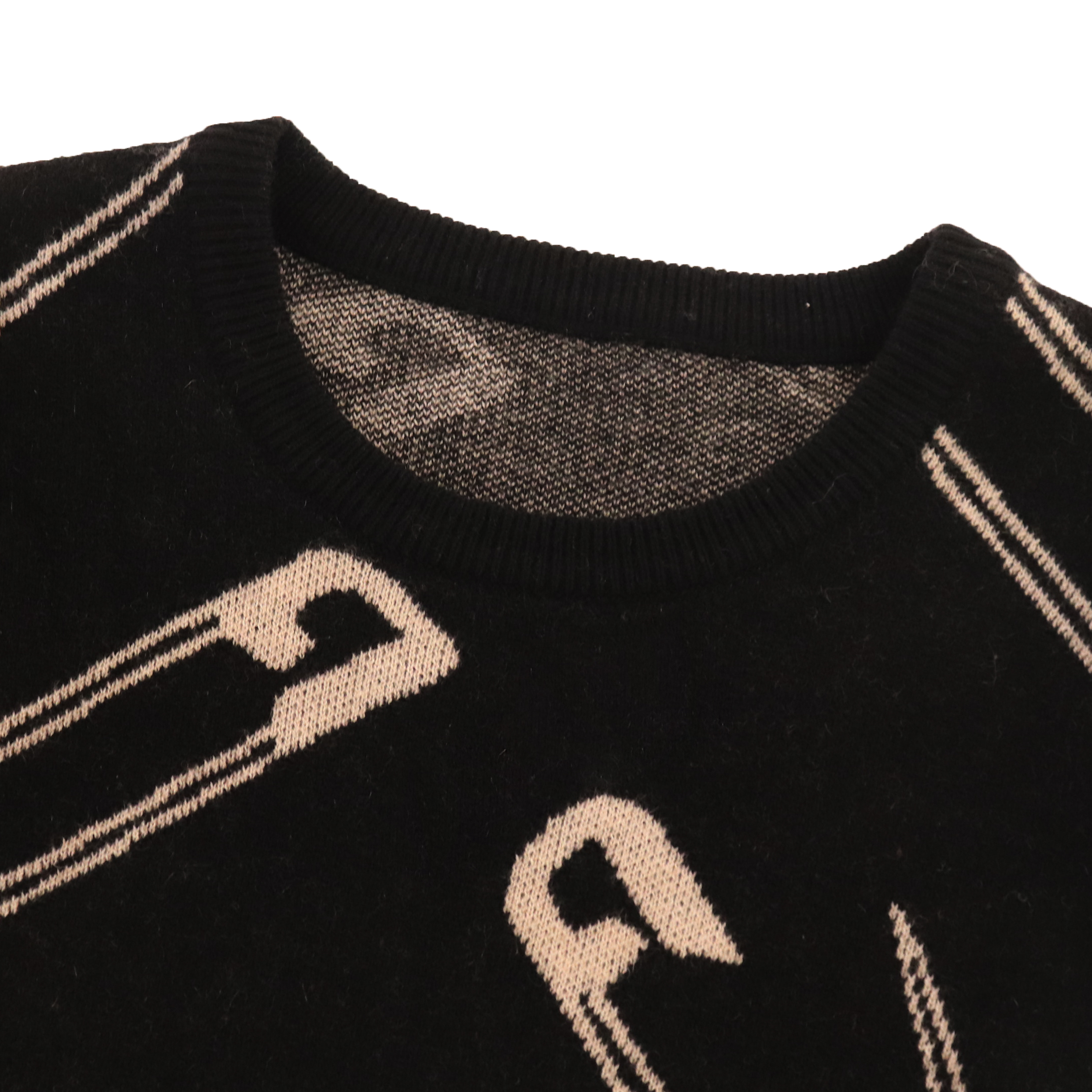 가을 겨울 OEM 주문 검정 인쇄 긴 소매 여자 스웨터 니트 스웨터