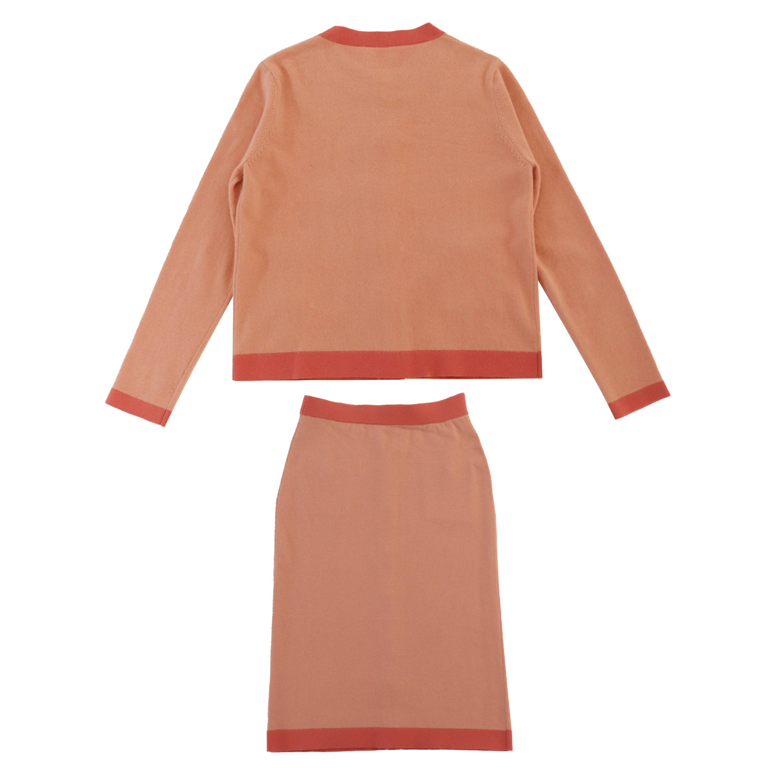 OEM 사용자 지정 겨울 긴팔 스웨터 카디건 탑 스커트 투피스 여성 니트 세트