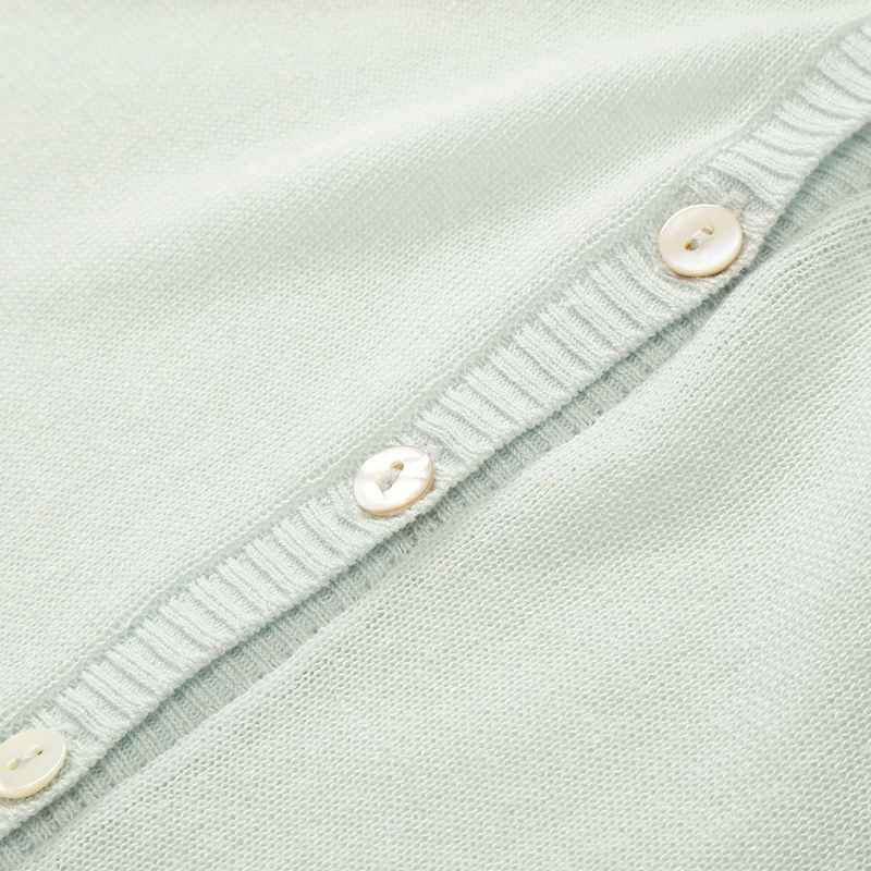 Tencel 리넨 혼합 OEM 공장 사용자 정의 긴 소매 베이지 여성 숙녀 짧은 슬림 니트 스웨터 카디건