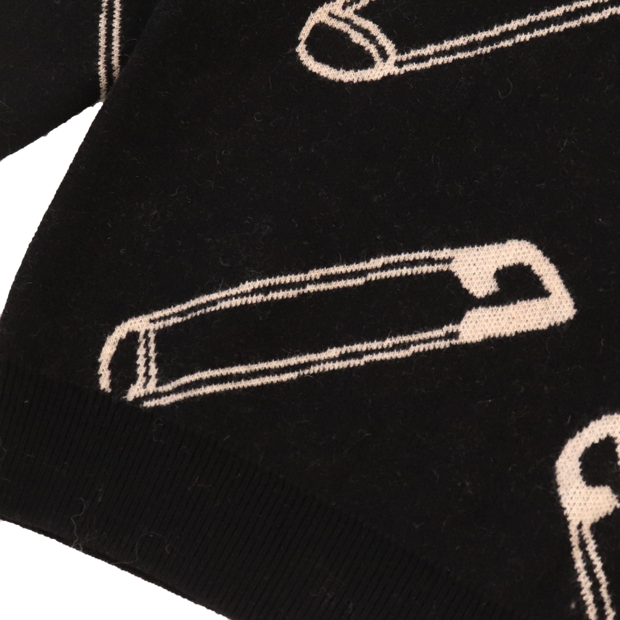 가을 겨울 OEM 주문 검정 인쇄 긴 소매 여자 스웨터 니트 스웨터