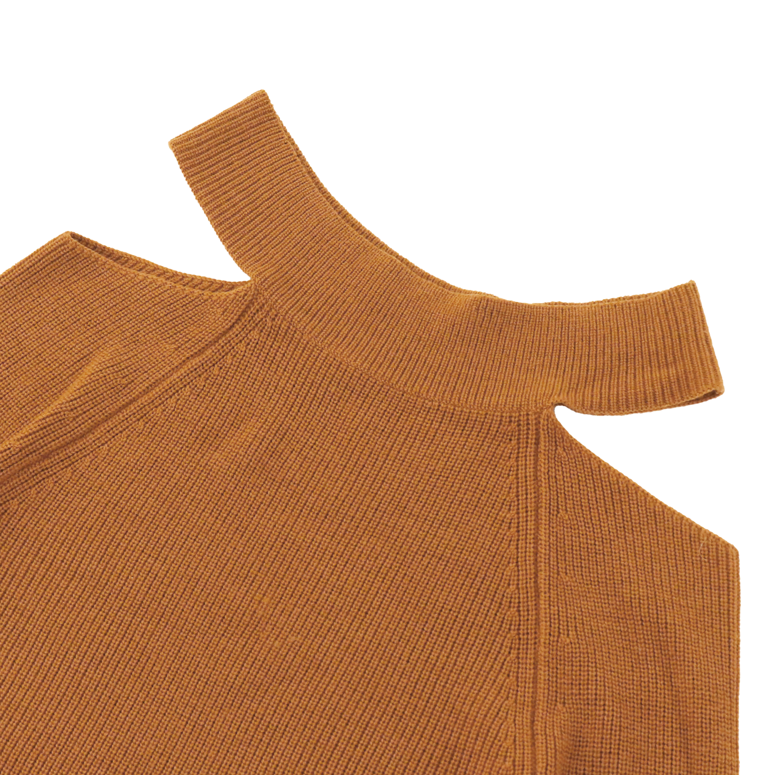 가을 겨울 OEM 제조자 주문 긴 소매 대원 목 카키색 불규칙한 여자 스웨터 니트 스웨터