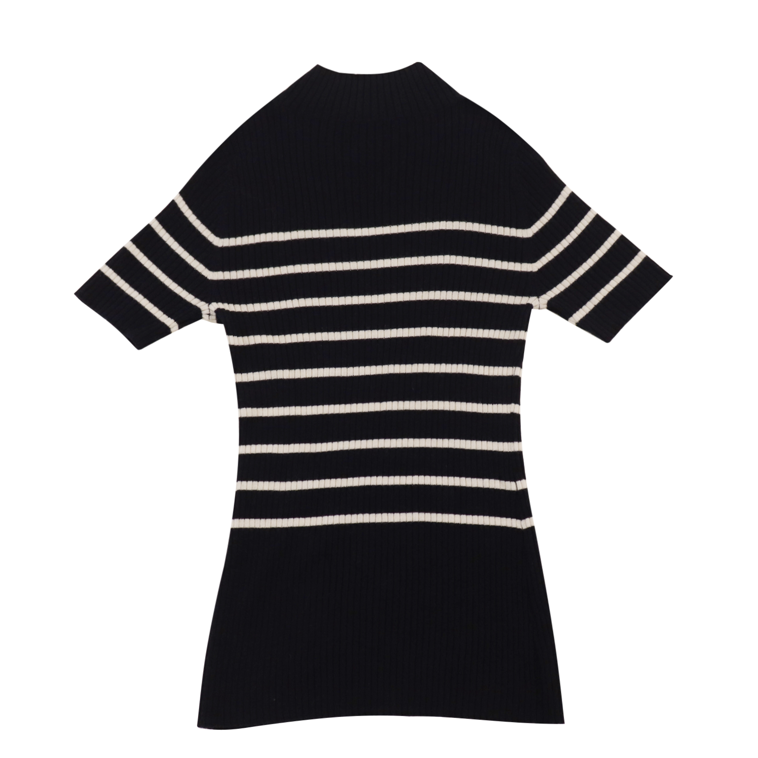 가을 겨울 OEM 공장 사용자 정의 짧은 소매 스트라이프 여성 풀오버 니트 스웨터 드레스