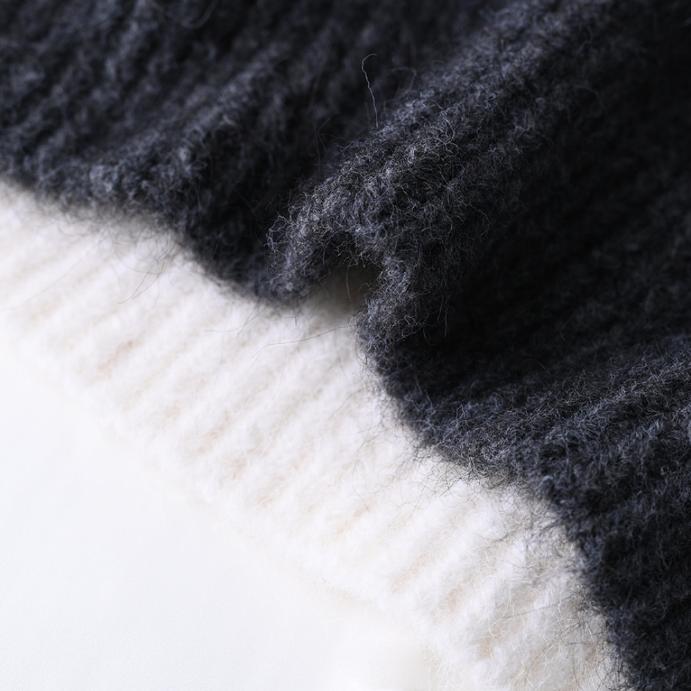 OEM Custom Women 's Autumn 겨울 겨울 긴 소매 색상 차단 니트 풀오버 스웨터