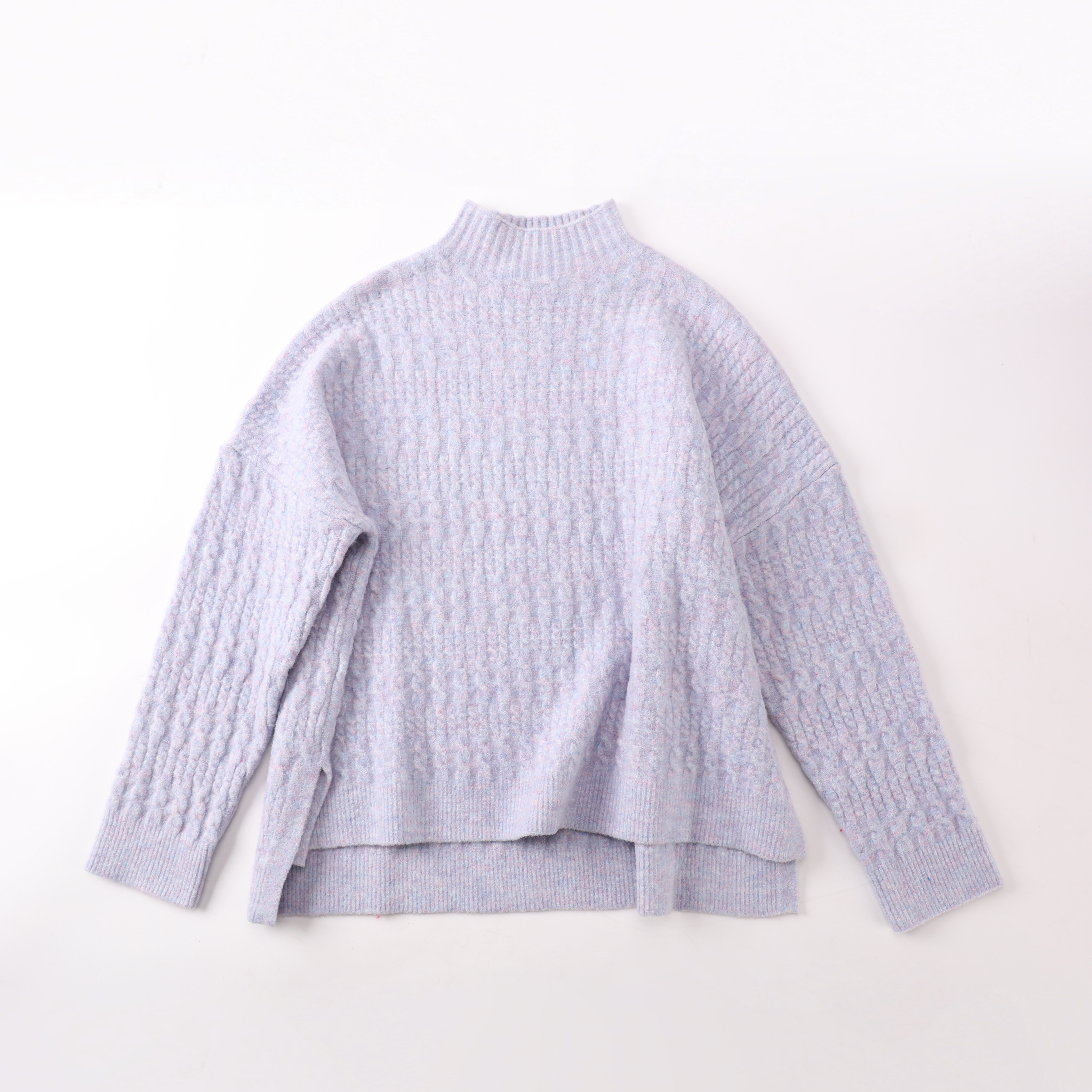 가을 겨울 OEM 사용자 정의 라이트 퍼플 긴 소매 따뜻한 여성 숙녀 풀오버 니트 스웨터