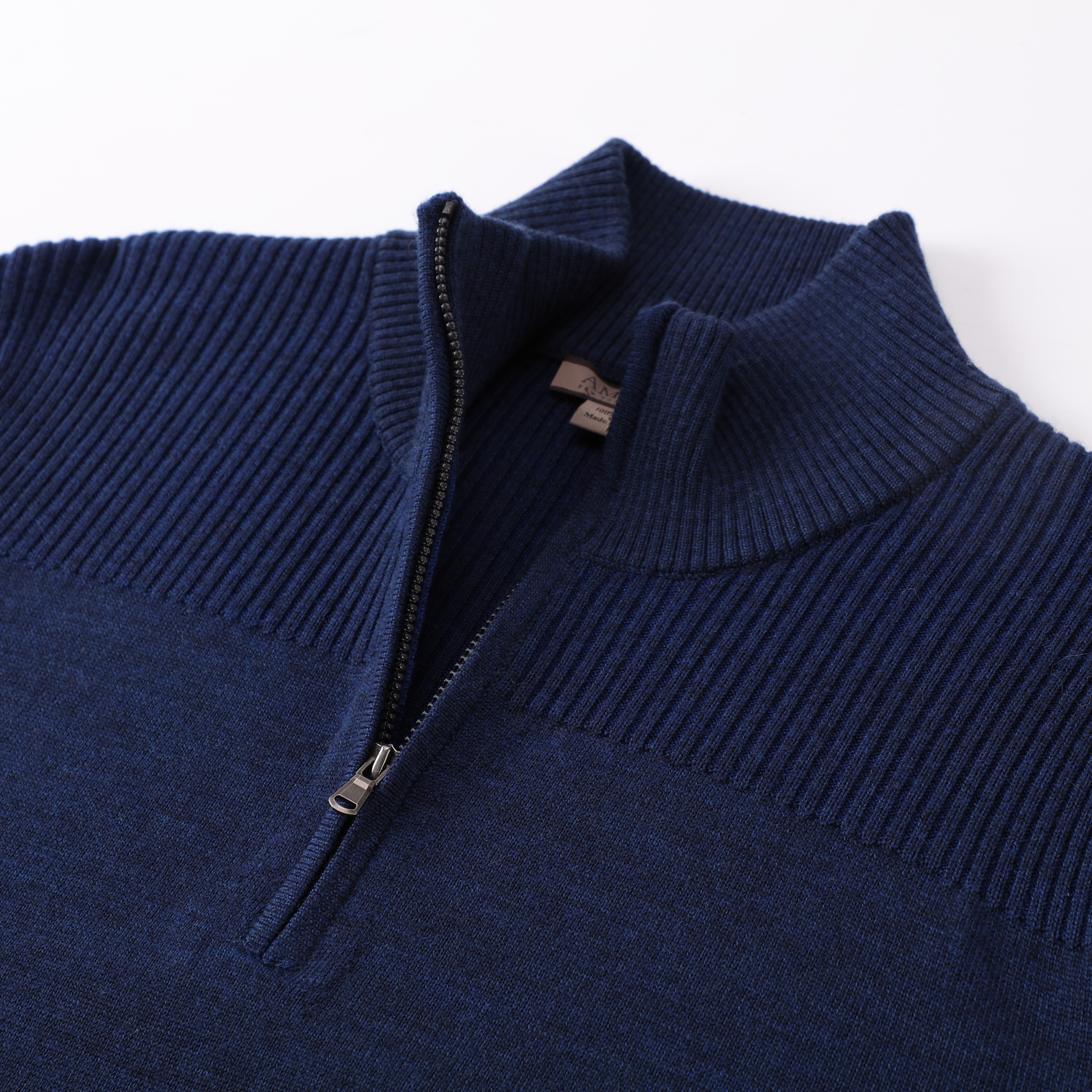 가을 겨울 OEM 지퍼가 달린 맞춤 해군 긴 소매 여성 숙녀 풀오버 니트 스웨터