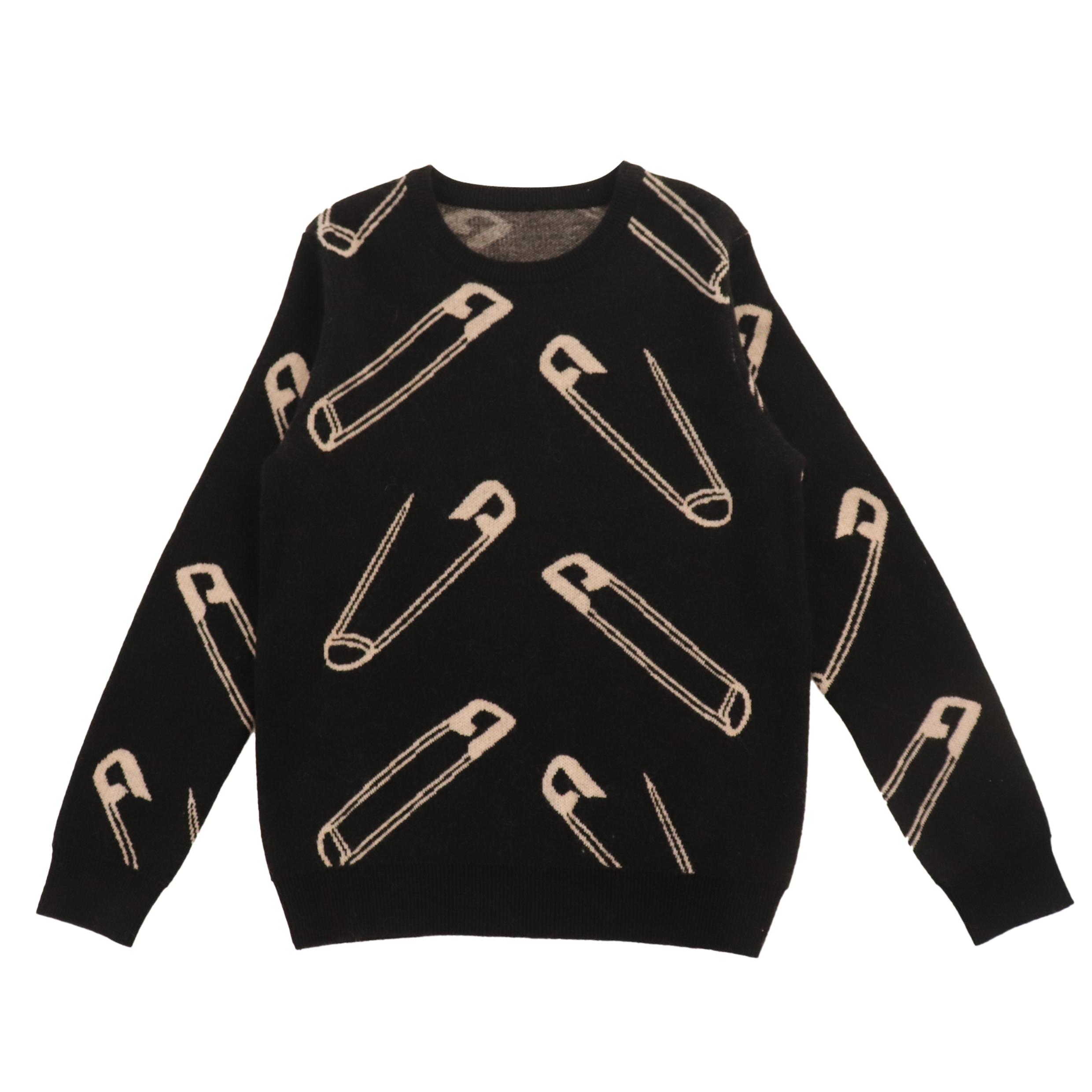 가을 겨울 OEM 주문 검정 인쇄 긴 소매 여자 스웨터 니트 스웨터