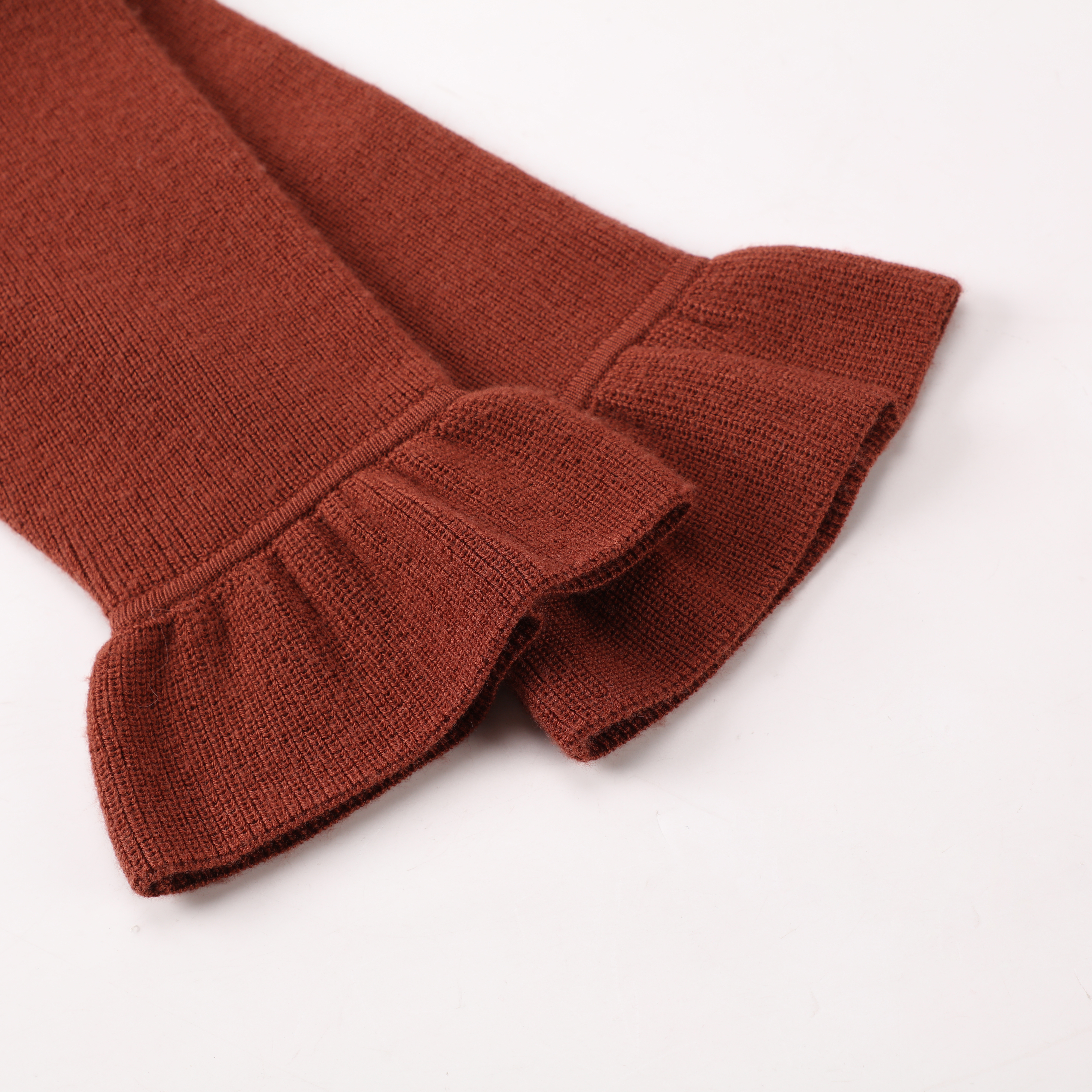 겨울 OEM 주문 빨간 주름 소매 v-목 여자 숙녀 스웨터 니트 스웨터