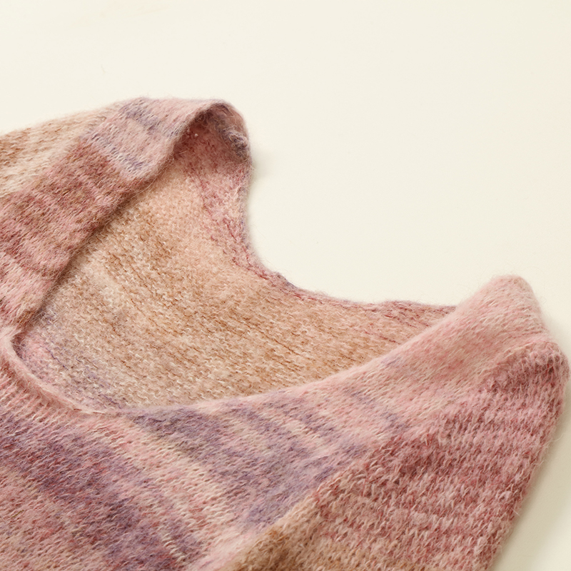 OEM 맞춤형 겨울 여성 공간 염료 긴 소매 풀오버 니트 스웨터 드레스