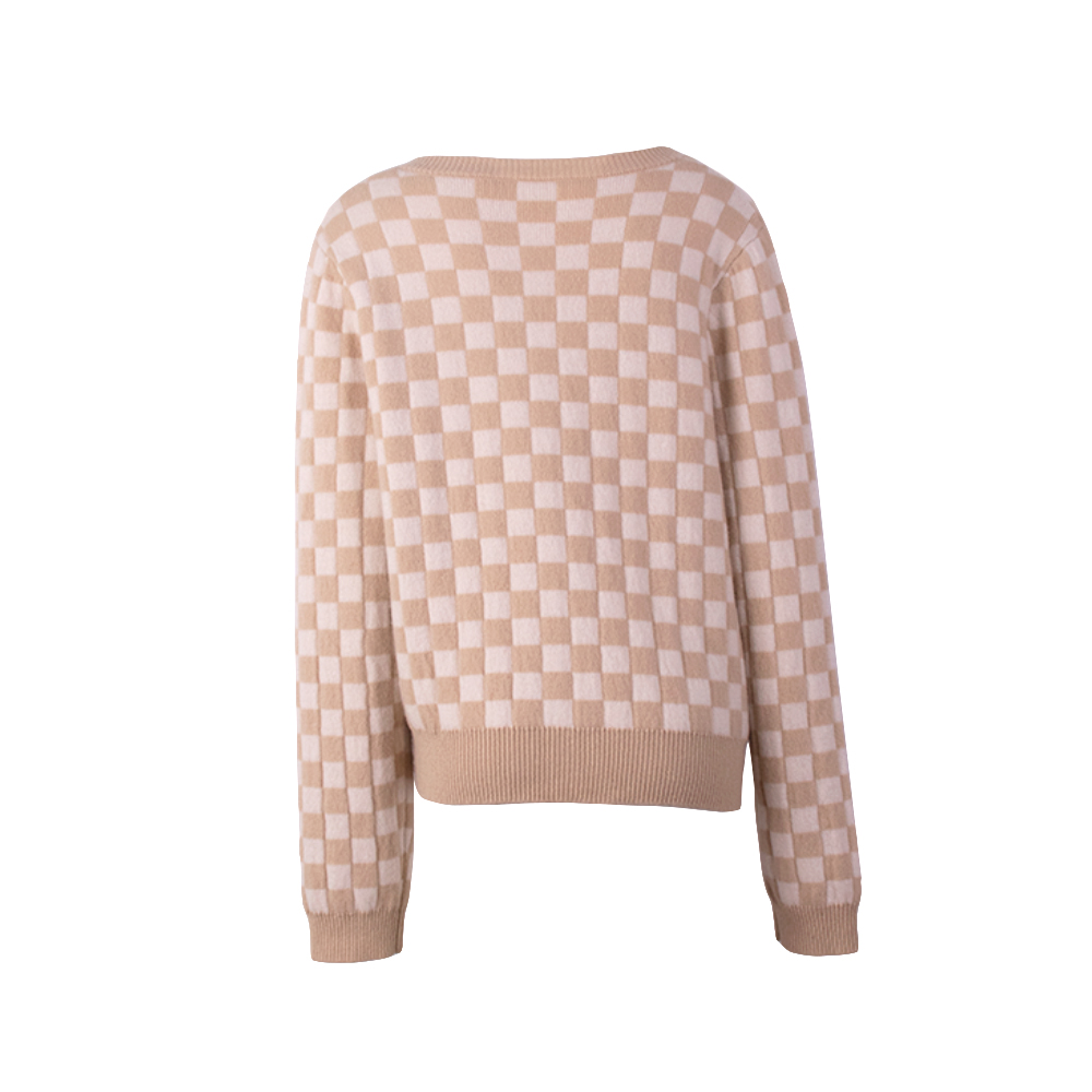 OEM 제조 사용자 정의 가을 겨울 니트 격자 무늬 니트 긴 소매 여성 숙녀 스웨터 코트 가디건