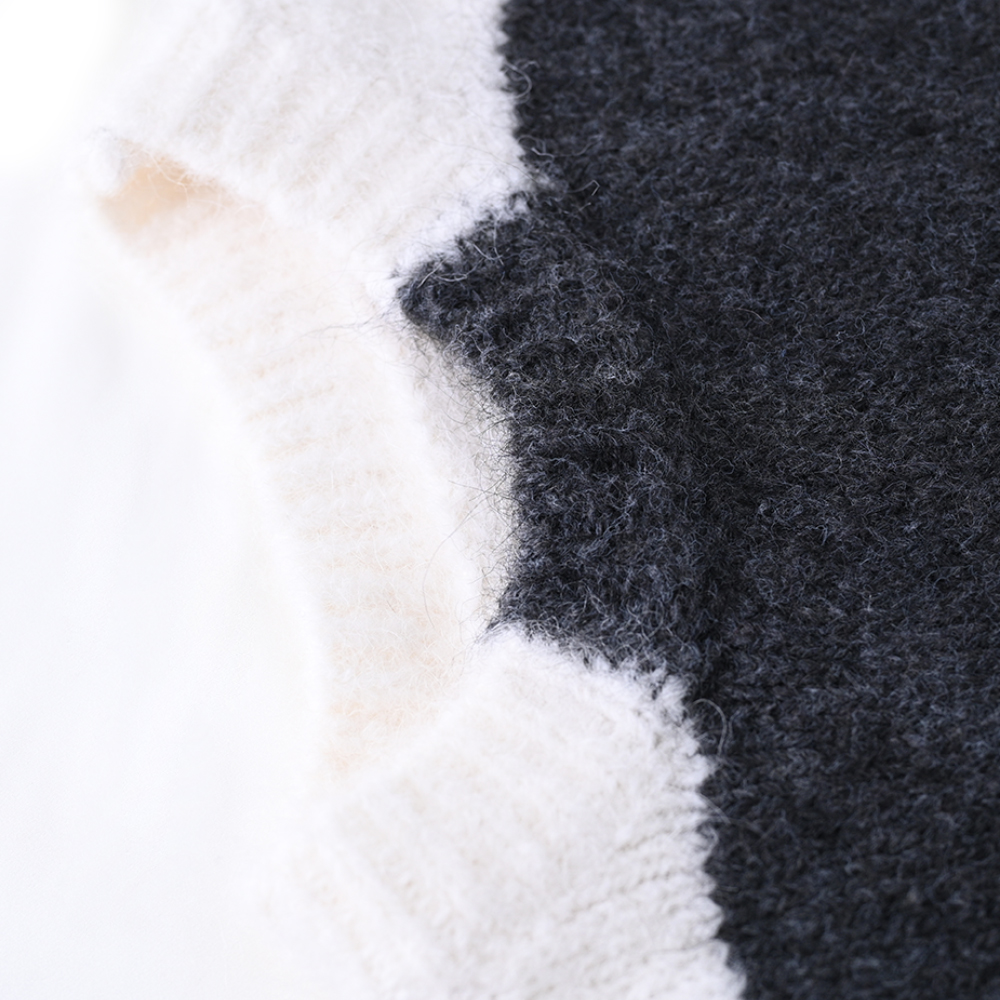 OEM Custom Women 's Autumn 겨울 겨울 긴 소매 색상 차단 니트 풀오버 스웨터