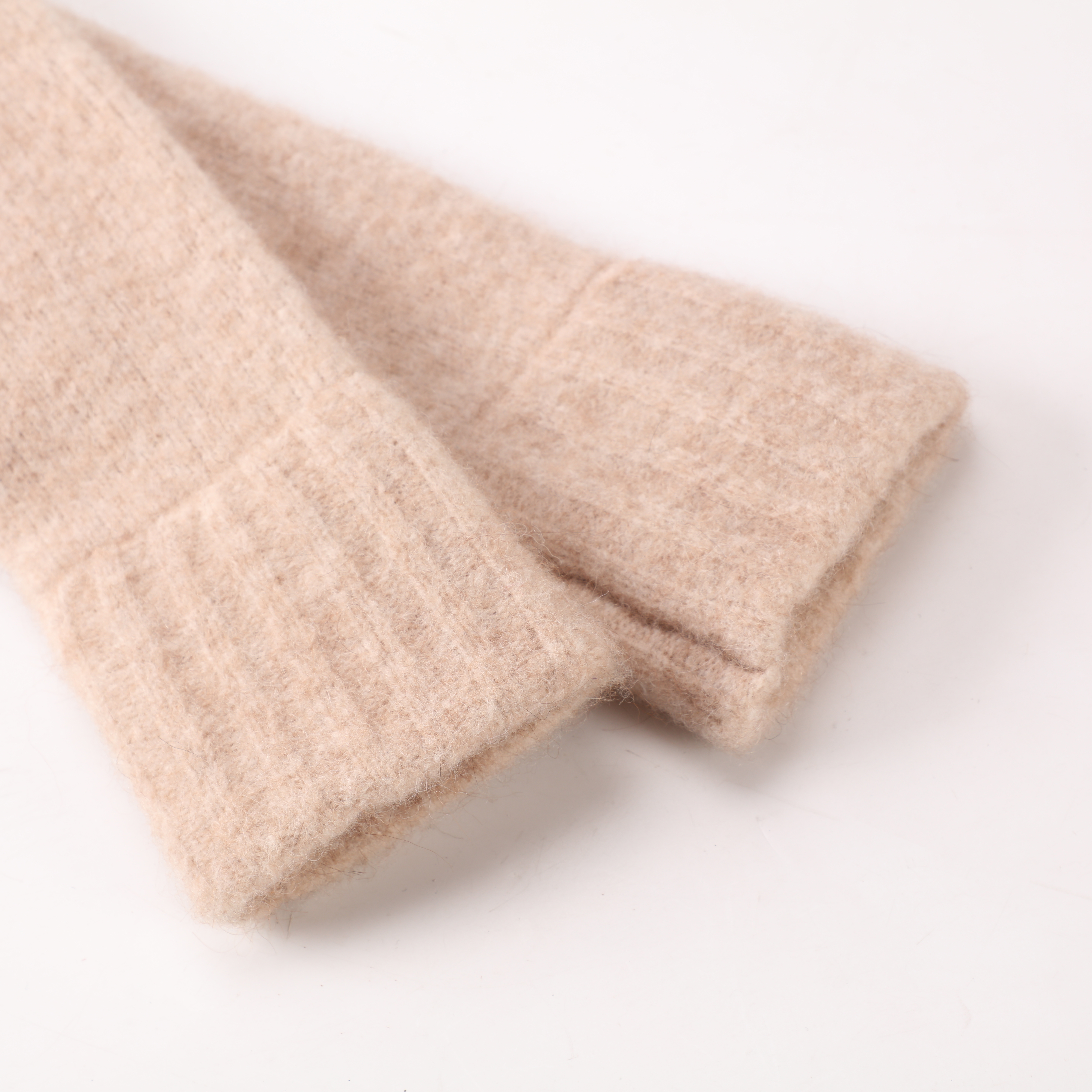 OEM 맞춤형 베이지 긴 소매 모직 여성 크로셰 뜨개질 탑 니트 스웨터 카디건(포켓 포함)