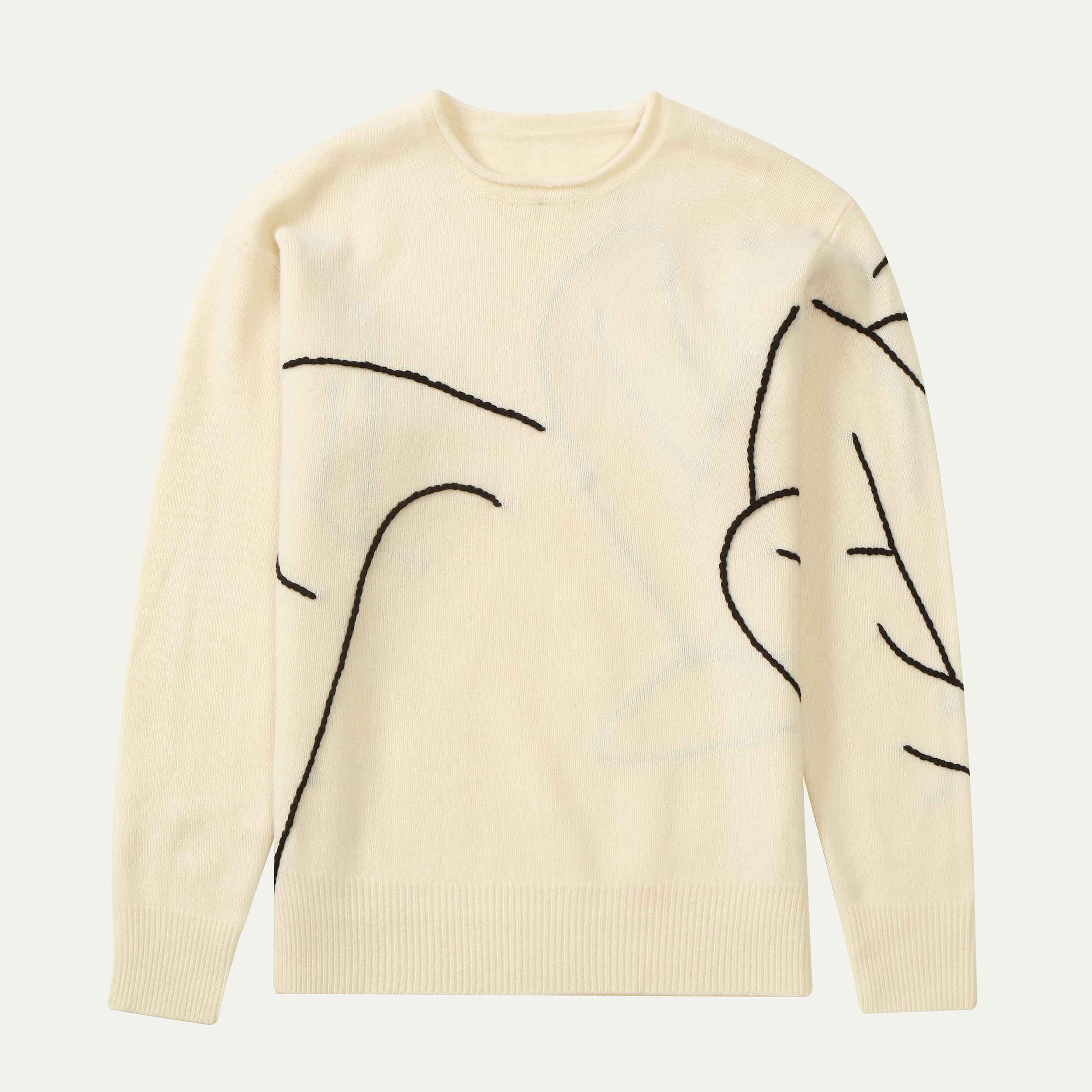 주문 크로셰 뜨개질 혼합 O 목 캐시미어 인쇄 풀오버 여자 니트 Weater