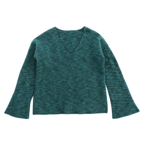 가을 겨울 OEM 공장 맞춤형 긴 소매 녹색 100% 모직 여성 풀오버 니트 스웨터