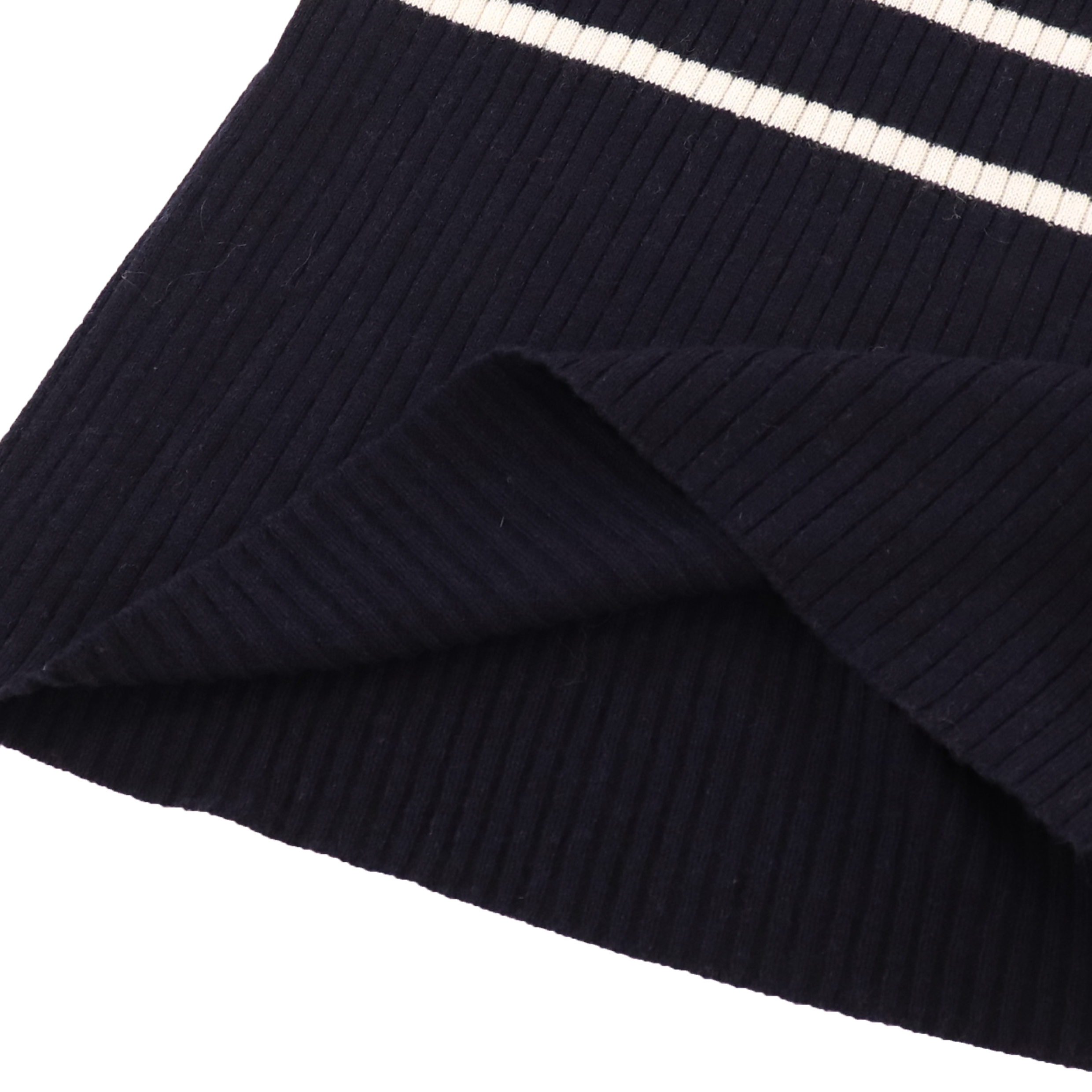 가을 겨울 OEM 공장 사용자 정의 짧은 소매 스트라이프 여성 풀오버 니트 스웨터 드레스