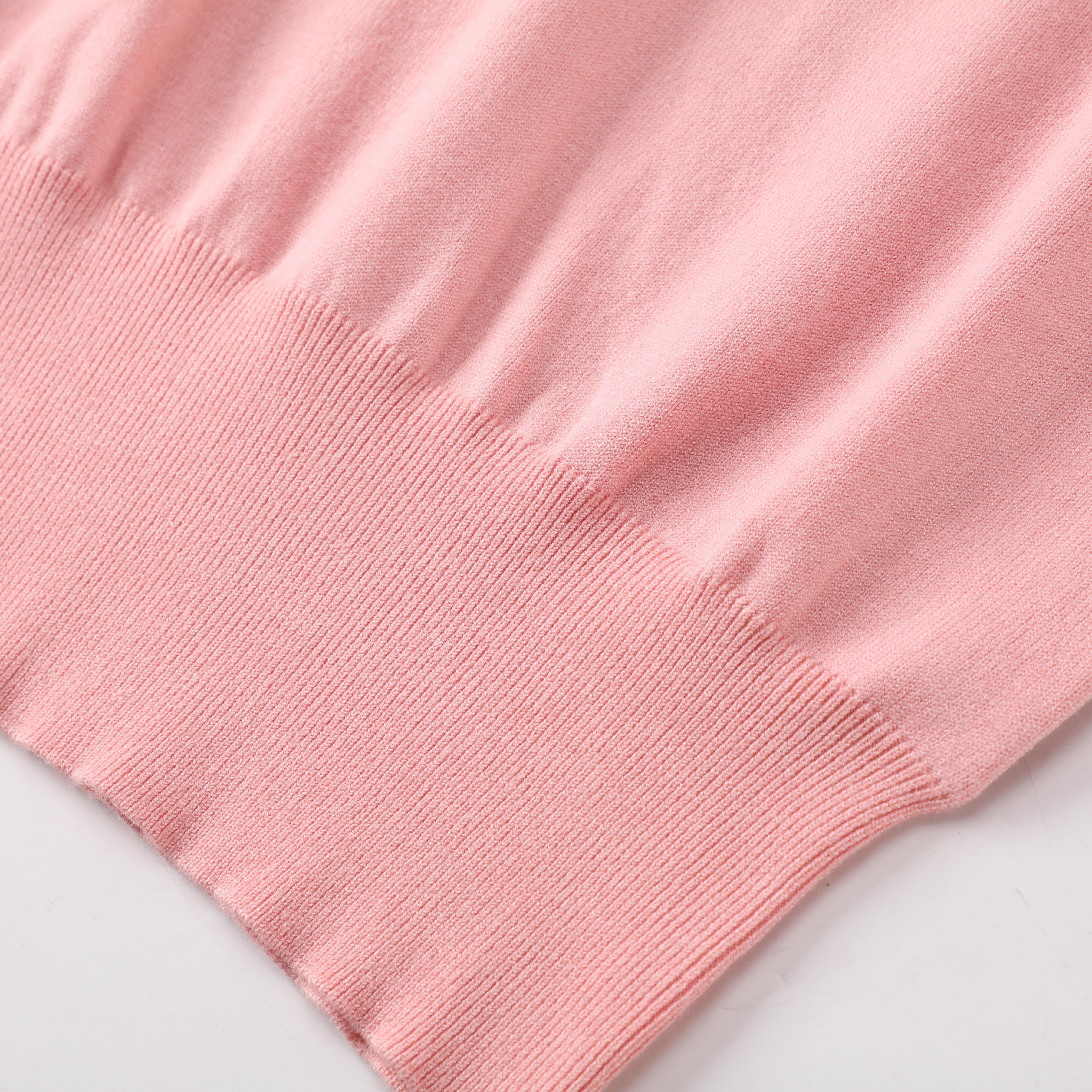 봄 가을 OEM 사용자 정의 핑크 짧은 소매 오-넥 인쇄 여성 숙 녀 풀 오버 니트 스웨터