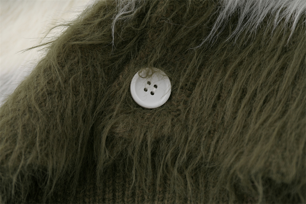 사용자 정의 남성 모헤어 퍼지 니트 긴 소매 니트 가을 겨울 줄무늬 모헤어 카디건 스웨터