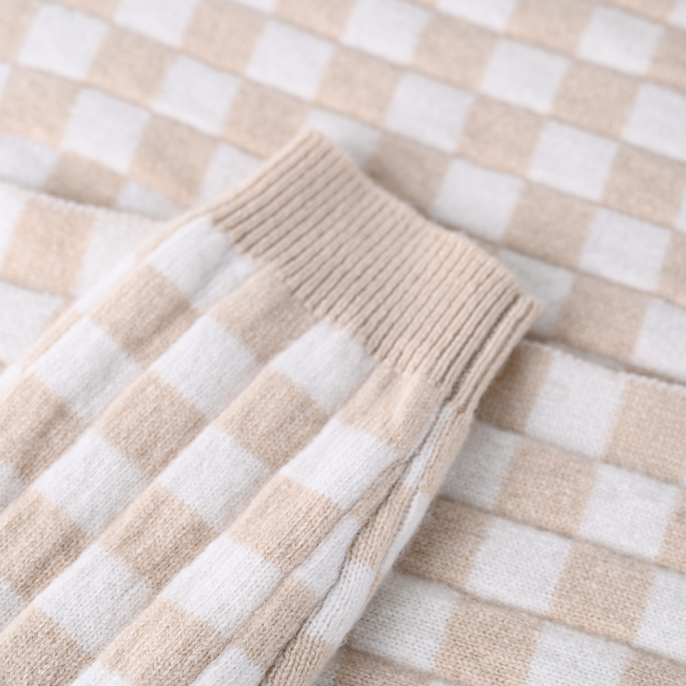 OEM 제조 사용자 정의 가을 겨울 니트 격자 무늬 니트 긴 소매 여성 숙녀 스웨터 코트 가디건