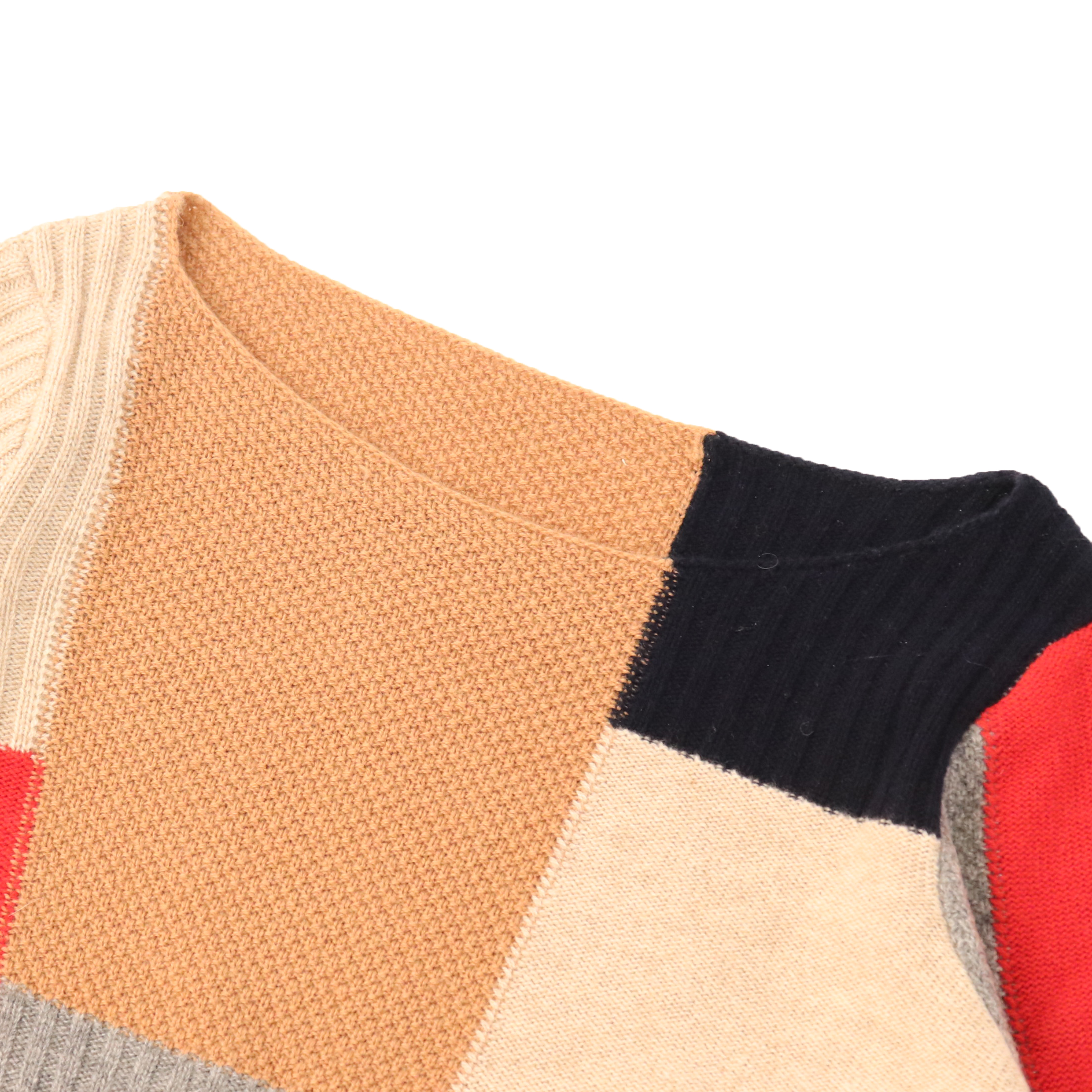 가을 겨울 OEM 공장 맞춤형 긴 소매 대조 색상 모직 여성 풀오버 니트 스웨터