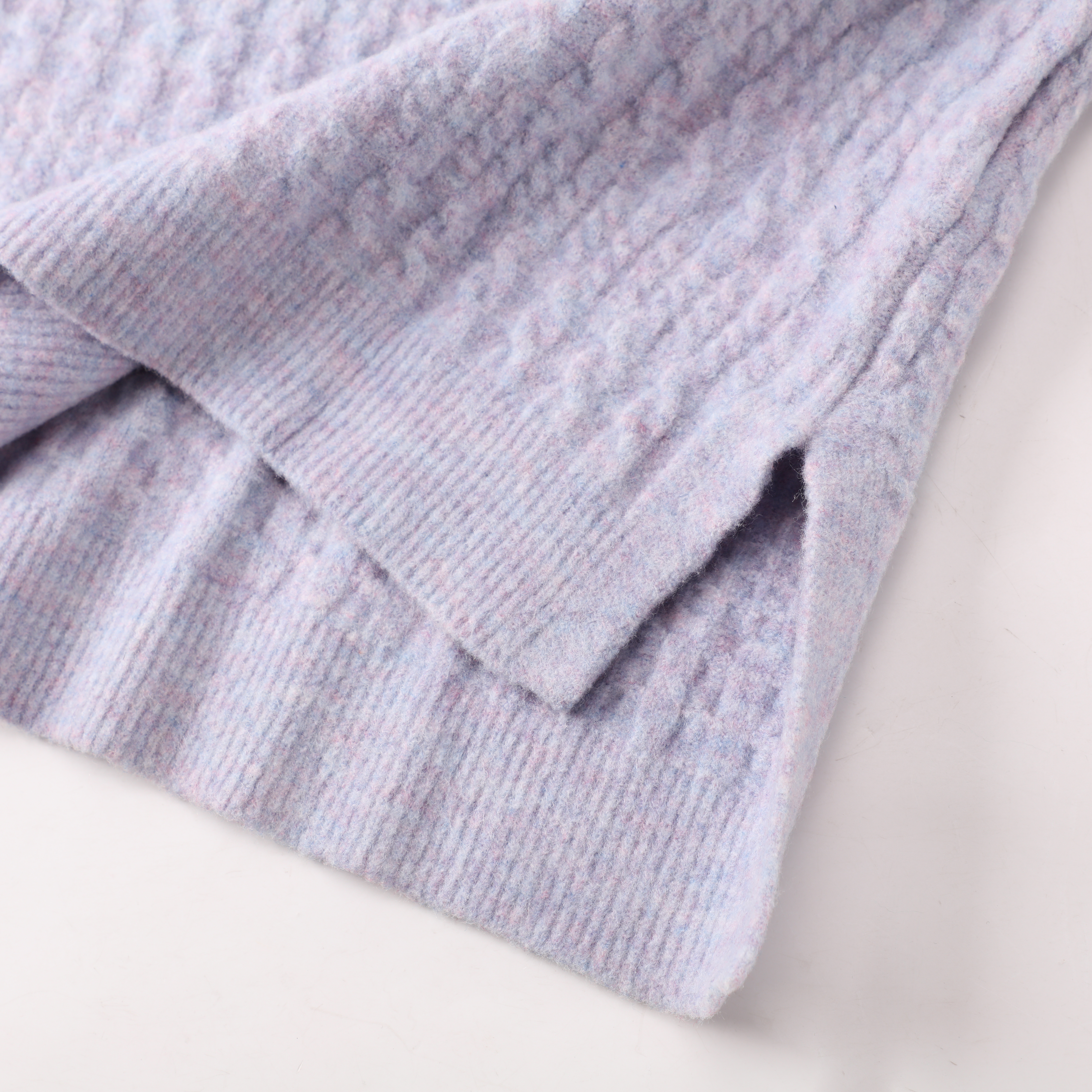 가을 겨울 OEM 사용자 정의 라이트 퍼플 긴 소매 따뜻한 여성 숙녀 풀오버 니트 스웨터